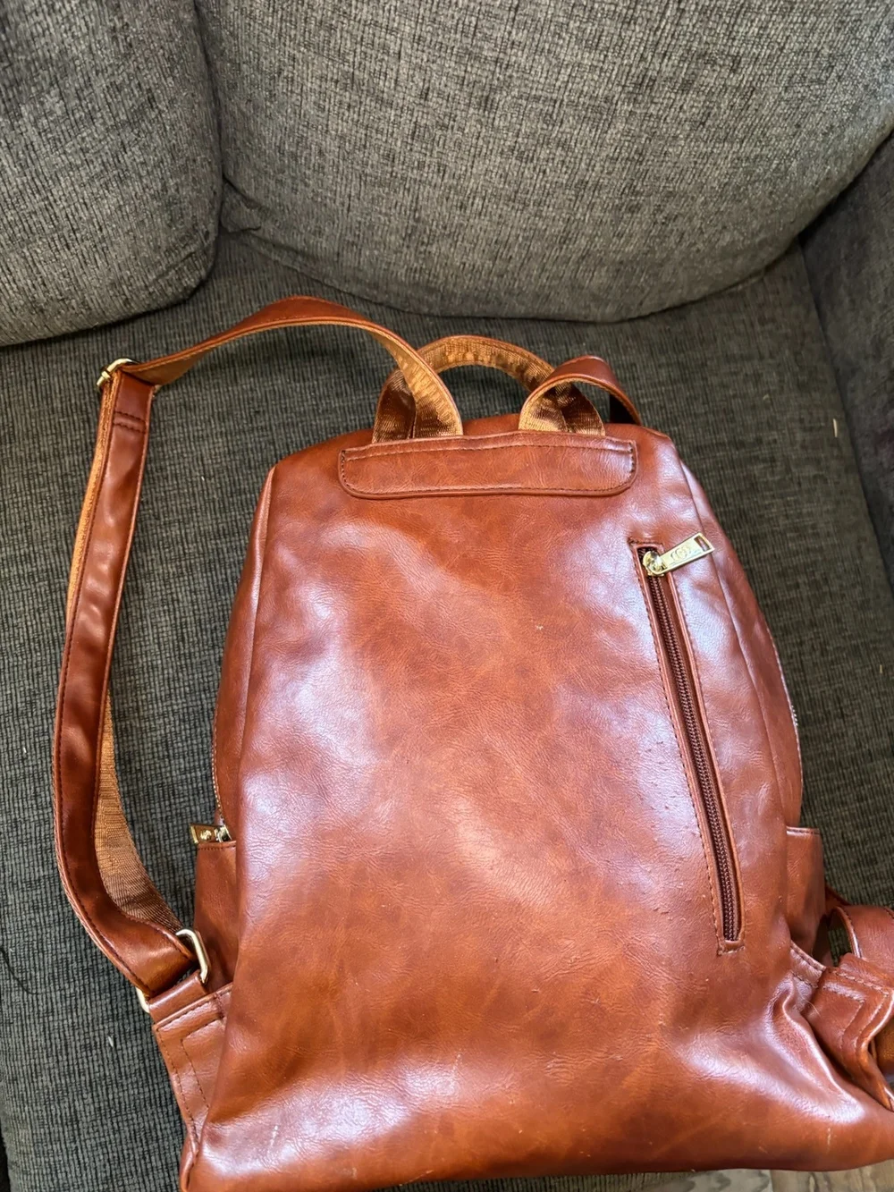 Coofit Classic Faux Leather Cognac  Backpack